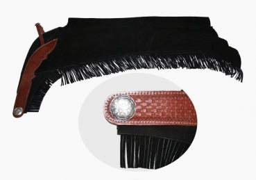 Chaps en cuir daim avec bordure en cuir travaillé