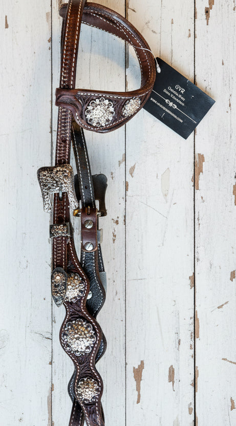 Visuel de la bride de show antique peach de coté