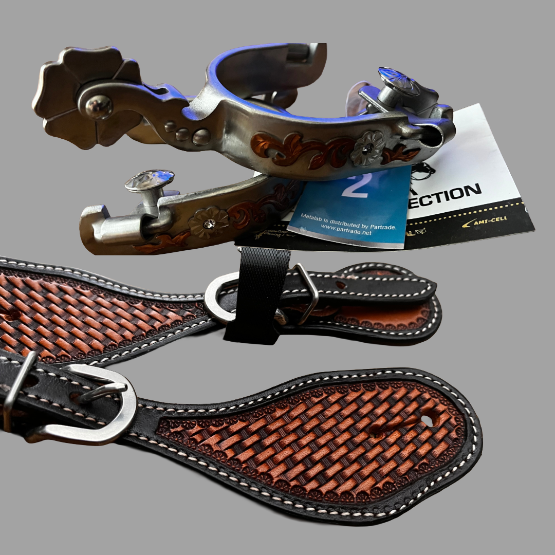 Pack Éperons Enfant – François Gauthier & Lanières Cuir Bicolore Tooling
