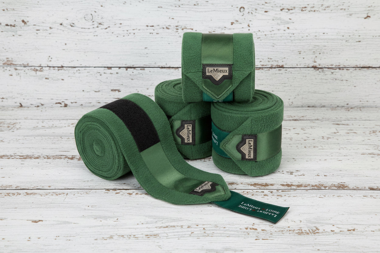 Set de 4 bandes de polo Lemieux pour cheval, couleur vert satin