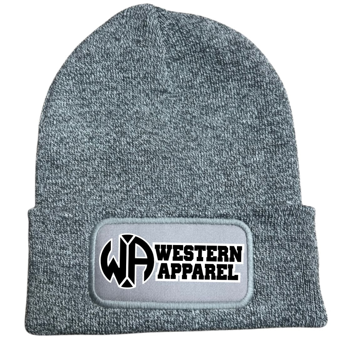 Bonnet Western Apparel unisexe en acrylique Soft Touch gris logo noir et blanc