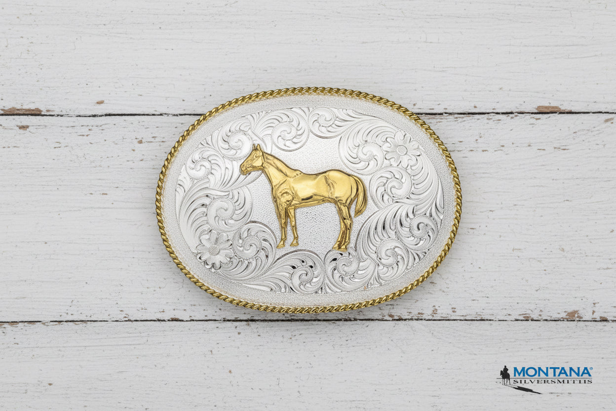 Boucle de ceinture western Montana Silversmiths cheval debout