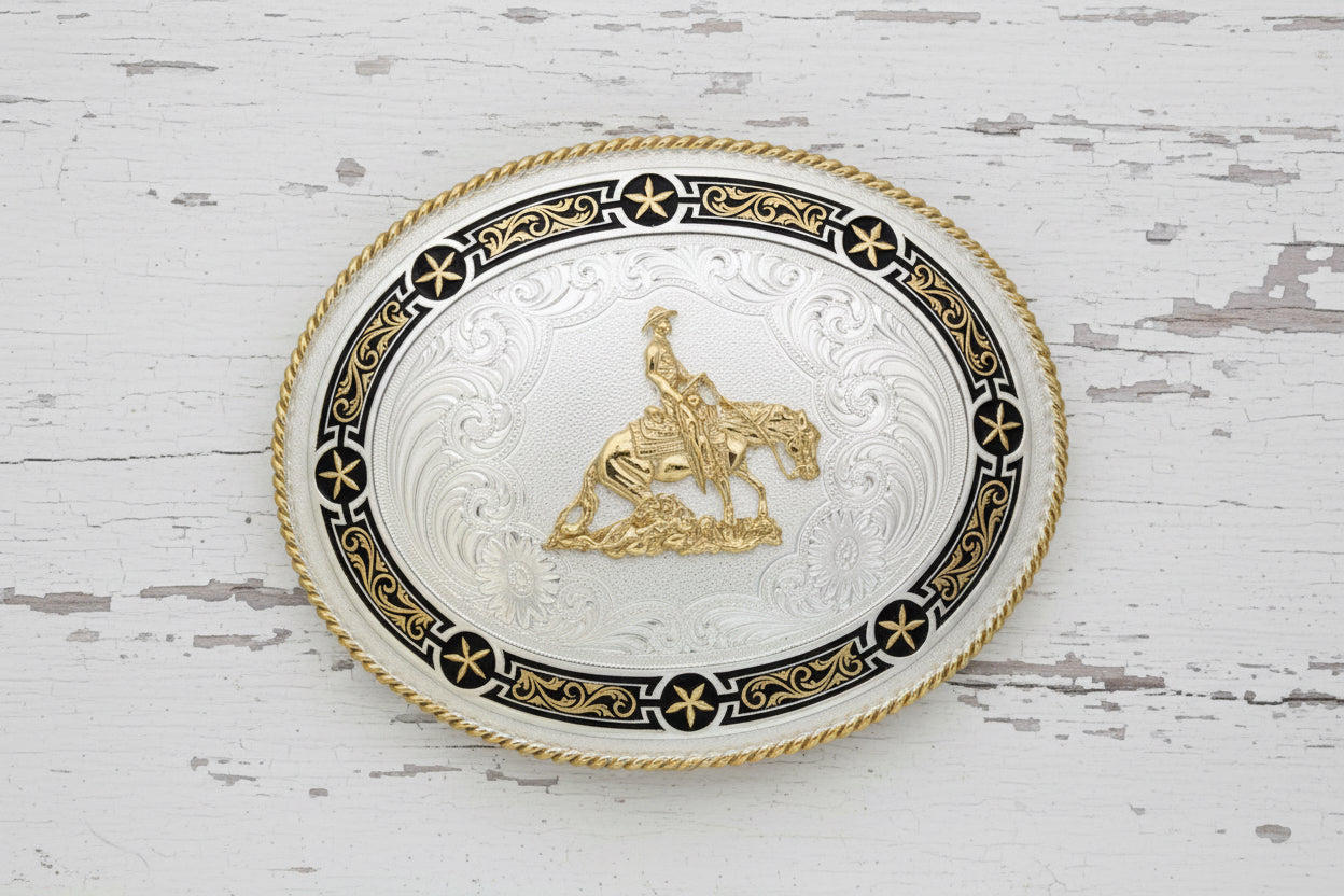 Boucle de ceinture western Montana Silversmiths motif reining