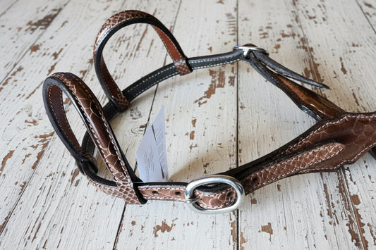 Bride double oreille SNAKE en cuir de veau doublé