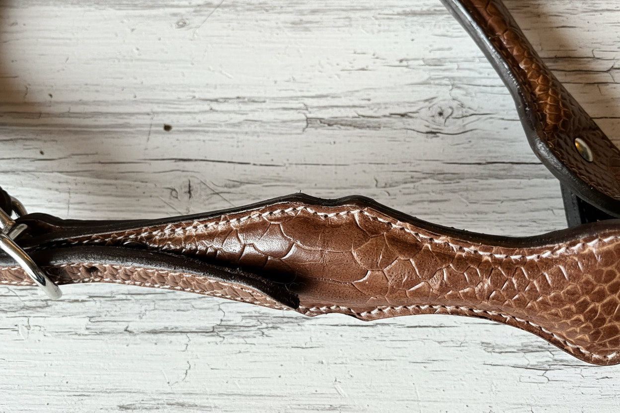 Bride western double oreille SNAKE cuir de veau doublé haut de gamme
