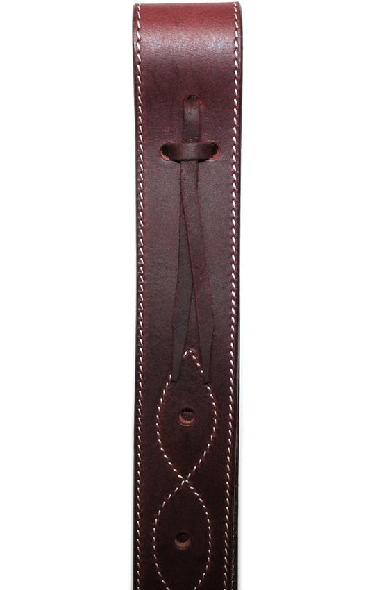 Contre-sanglon Off Billet en cuir latigo pour selle western assurant un sanglage fiable et durable, zoom sur les coutures