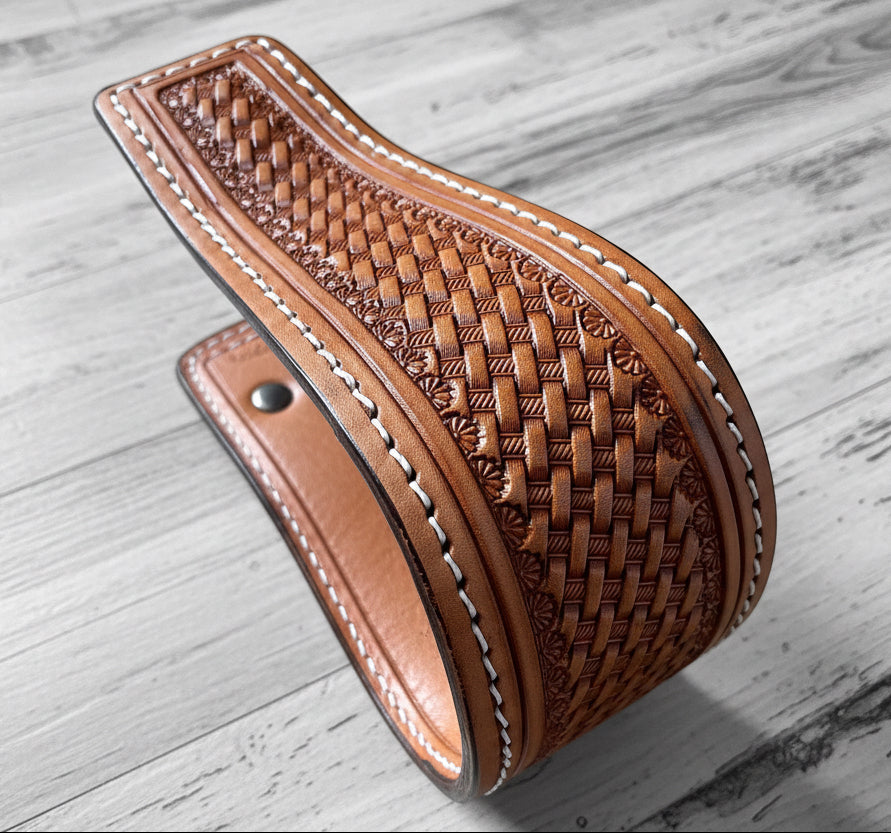 Étriers western en cuir Tooling Basket avec semelle rembourrée pour selle western