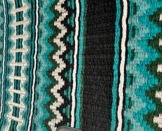 Show pad western laine mérinos vert forêt argenté noir pour concours