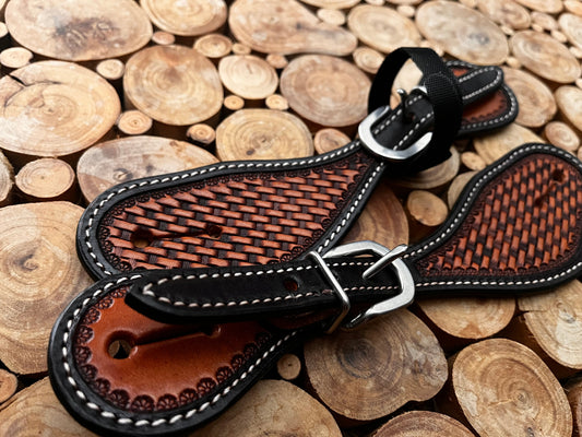 Pack Éperons Enfant – François Gauthier & Lanières Cuir Bicolore Tooling