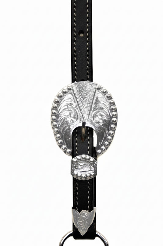 Montant de licol show western en cuir Dark Oil avec ferrures argent