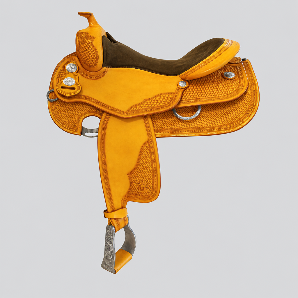 Selle Western Equiflex Rick Le May Reiner Flex Tree en cuir américain avec basket tooling