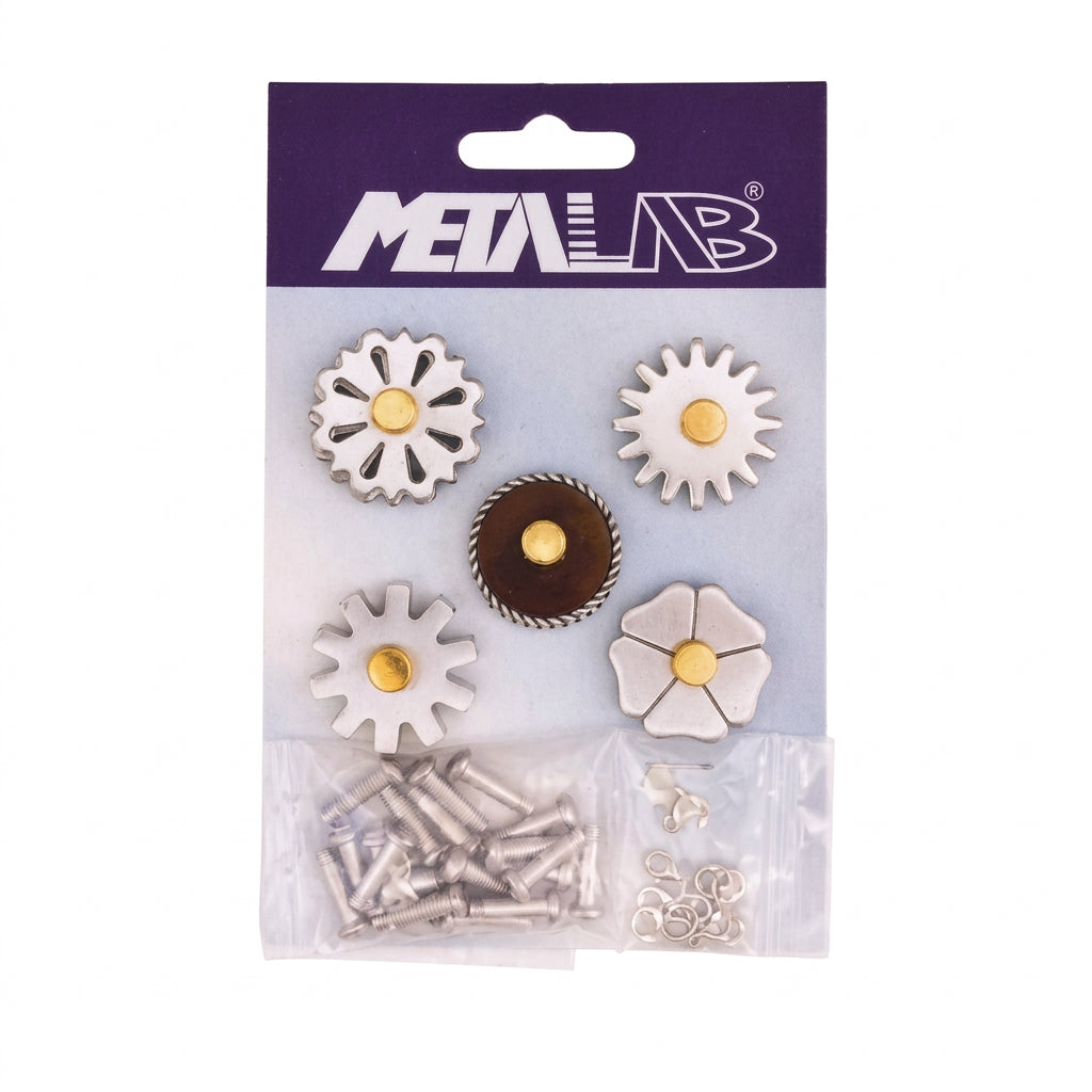 Kit de roulettes d'éperons western Metalab avec 5 modèles interchangeables en acier brossé