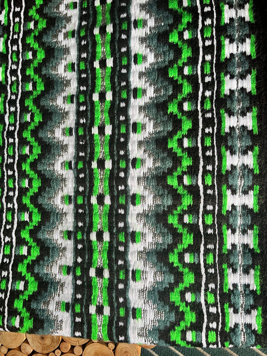 Show pad western premium en laine de mérinos, tissé à la main, couleurs noir, vert et argenté