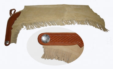 Chaps en cuir daim avec bordure travaillée couleur sable