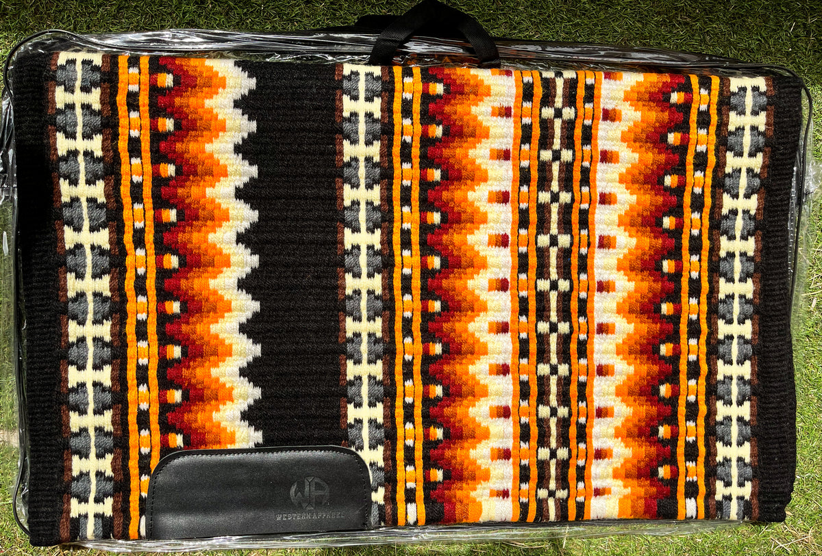Show Pad Premium Western en Laine Mérinos – orange, noir, crème
