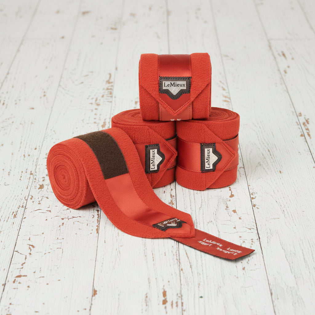 set de 4 bandes de polo pour cheval de la marque Lemieux, couleur sienna 