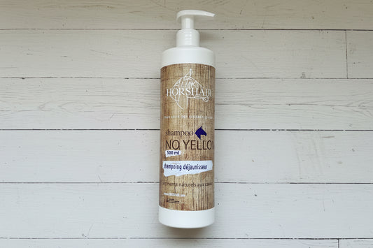 Shampoing HORSHAIR No Yellow pour chevaux, déjaunisseur pour crins et poil
