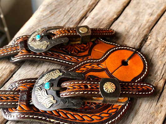 Lanières d'éperons adultes / youth bicolore Showman