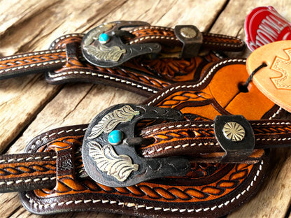 Lanières d'éperons adultes / youth bicolore Showman