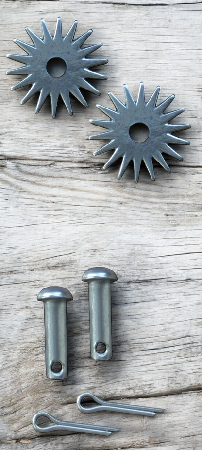 Jeu de molettes à éperons Rockreiner avec goupille fendue et goupille