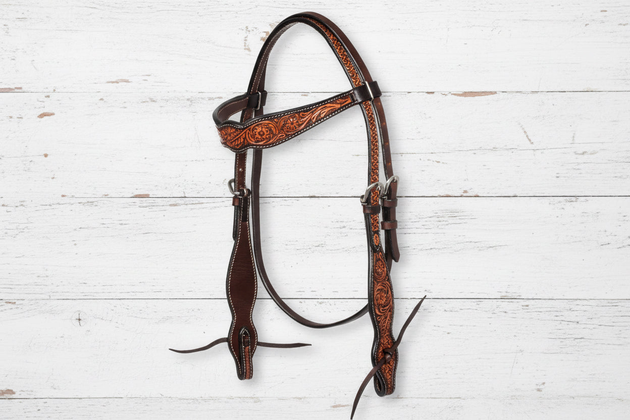 Bride western Pool’s motif floral en cuir