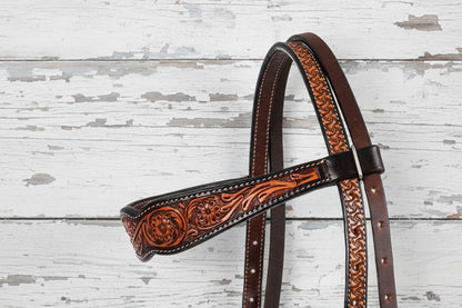 Bride western Pool’s motif floral en cuir travaillé