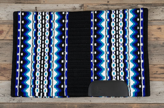 Show pad western premium, couleurs bleu, blanc et noir laine mérinos
