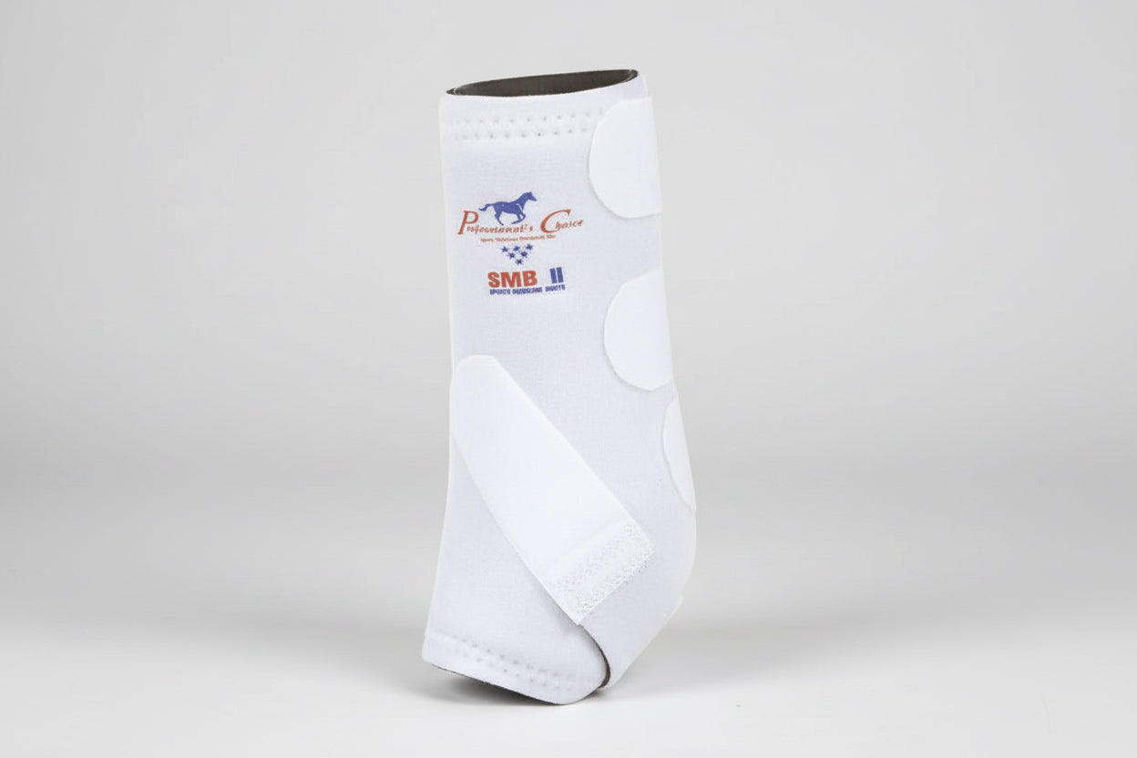 Guêtres Professional’s Choice SMB II blanches pour cheval, protection des membres
