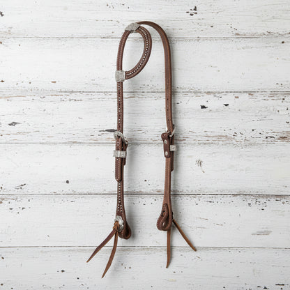 Bride western Weaver Equine Stockman Sliding Ear en cuir Weaver Leather Canyon Rose avec boucle Jeremiah Watt et attaches Blood Knot