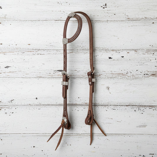 Bride western Weaver Equine Stockman Sliding Ear en cuir Weaver Leather Canyon Rose avec boucle Jeremiah Watt et attaches Blood Knot