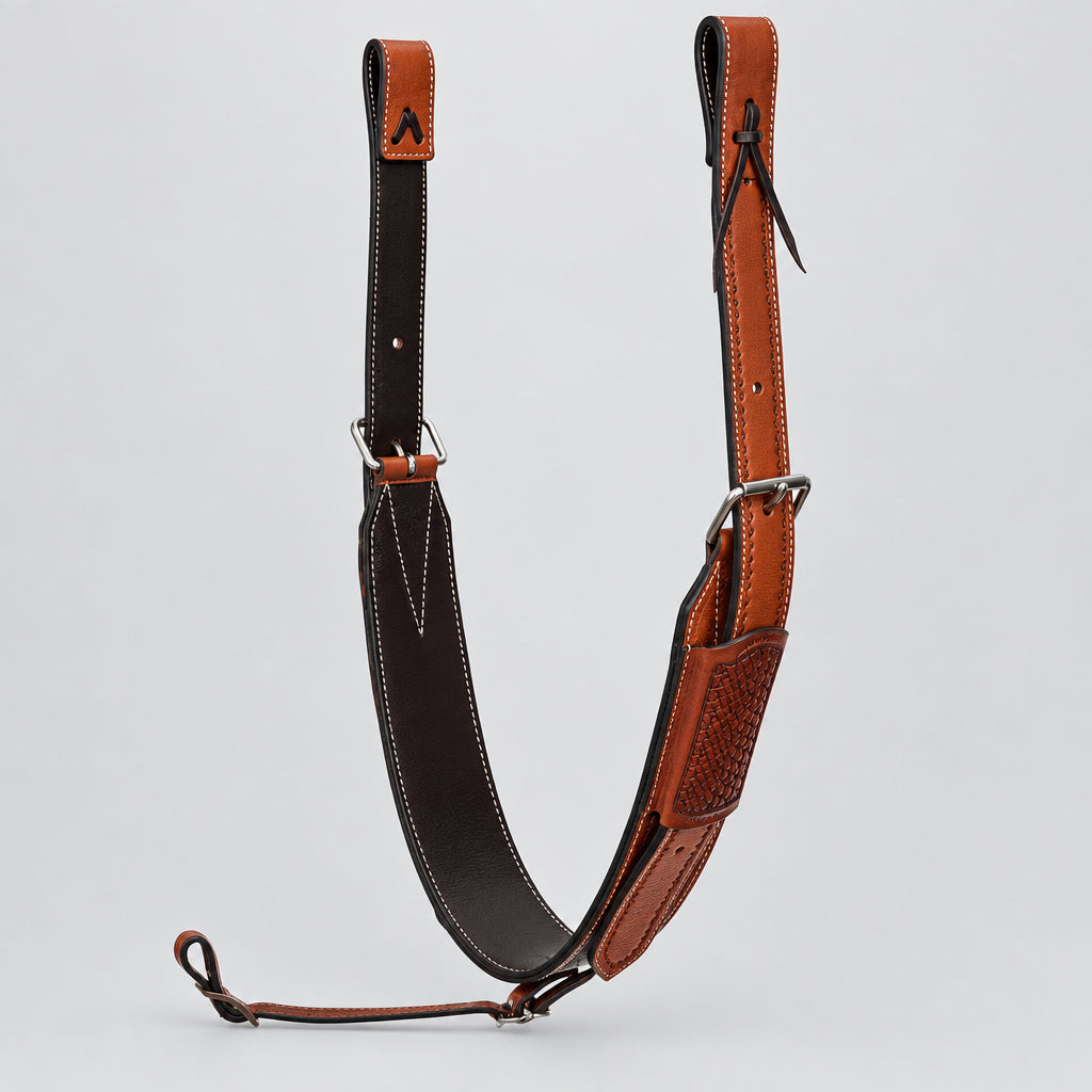 Back Cinch Western Basket Tooled Chestnut en cuir avec tooling basket traditionnel
