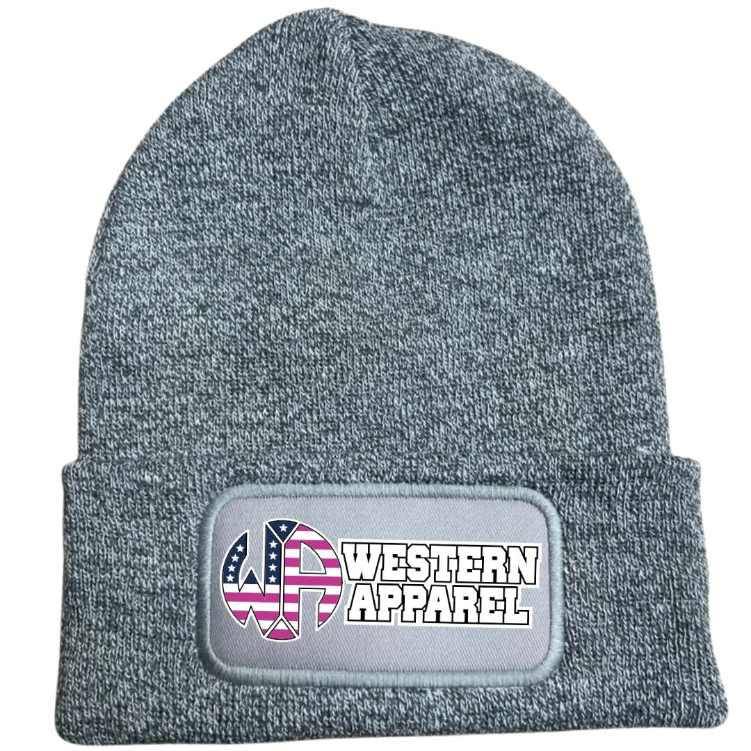 Bonnet Western Apparel unisexe en acrylique Soft Touch gris logo usa rose 