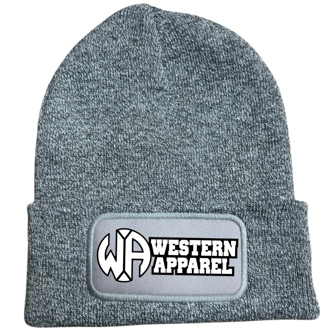 Bonnet Western Apparel unisexe en acrylique Soft Touch gris logo blanc