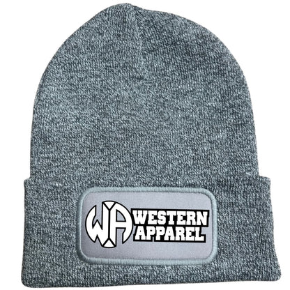 Bonnet Western Apparel unisexe en acrylique Soft Touch gris logo blanc
