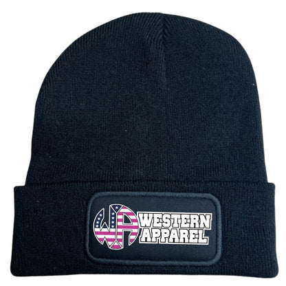 Bonnet Western Apparel unisexe en acrylique Soft Touch noir logo usa rose 