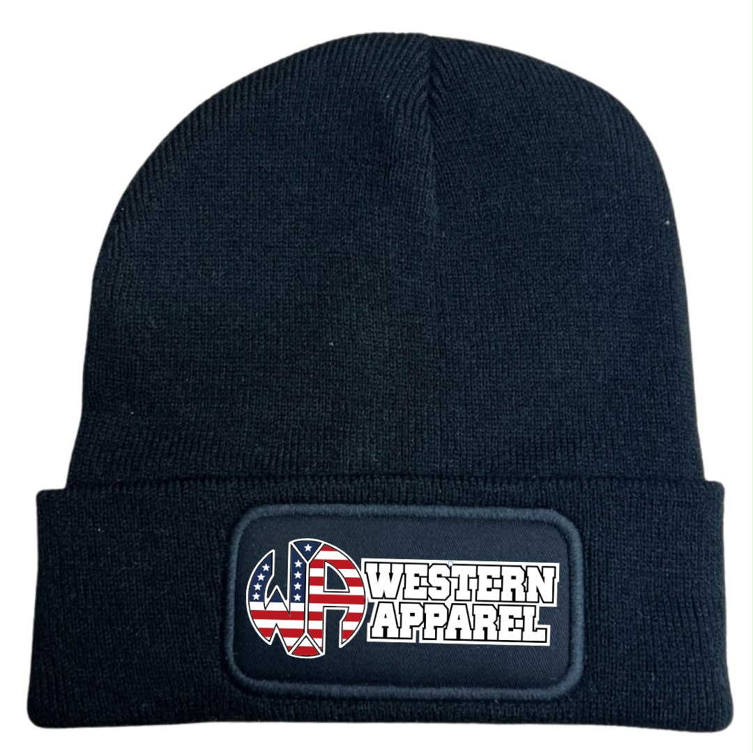 Bonnet Western Apparel unisexe en acrylique Soft Touch noir logo usa 