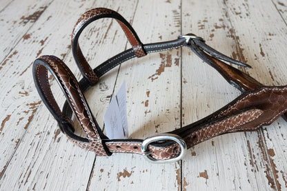 Bride double oreille SNAKE en cuir de veau doublé