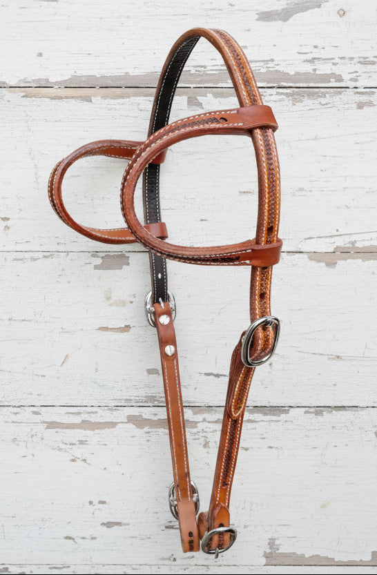 Bride western d’entraînement cuir passant 2 oreilles