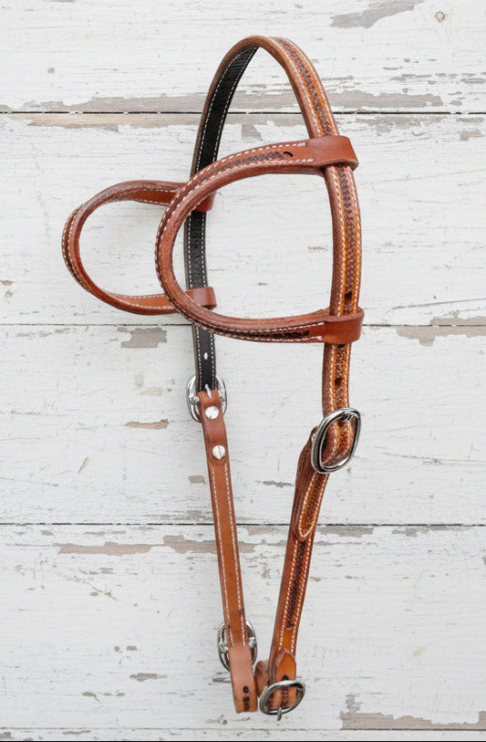 Bride western d’entraînement cuir passant 2 oreilles