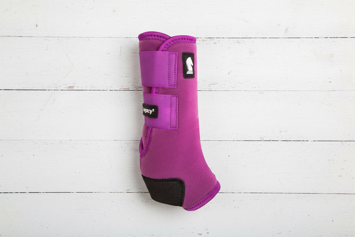 Guêtres Classic Equine Legacy² Leg Boots, protection anatomique et performance pour le cheval, couleur violet