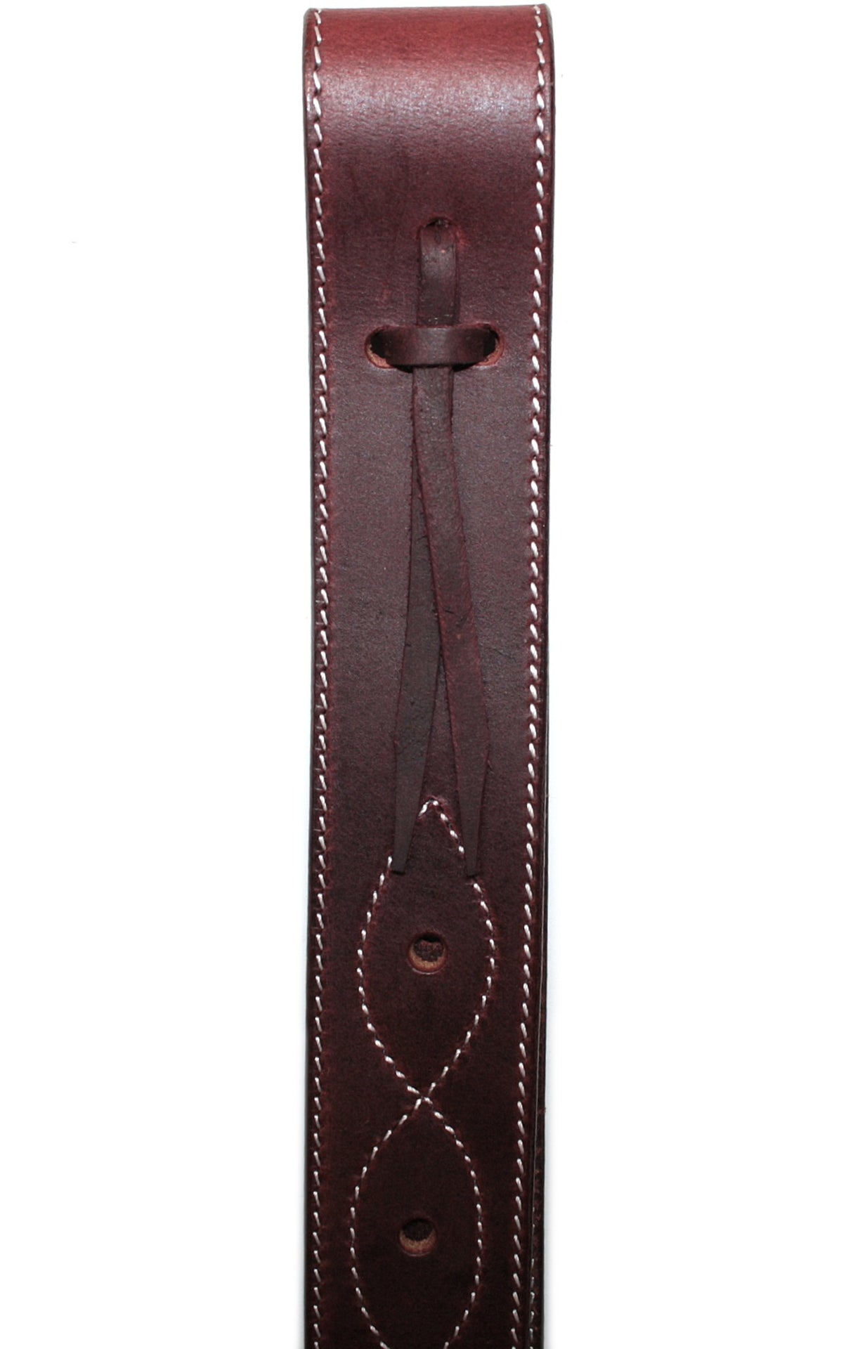 Contre-sanglon Off Billet en cuir latigo pour selle western assurant un sanglage fiable et durable, zoom sur les coutures 