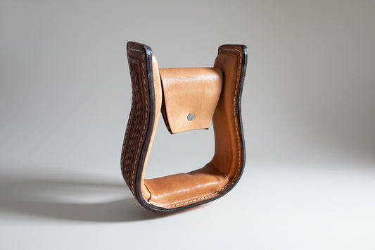 Étriers western en cuir tooling basket avec semelle rembourrée – Confort optimal