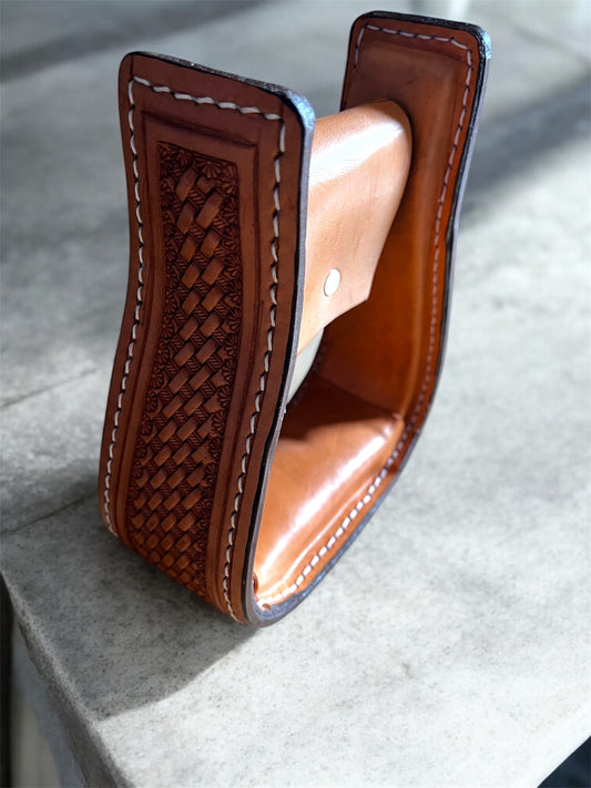 Étriers western en cuir tooling basket avec semelle rembourrée – Confort optimal