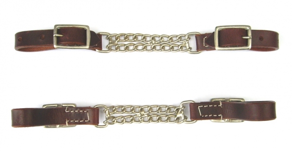 Gourmettes western en cuir double Medium Oil pour mors de cheval

