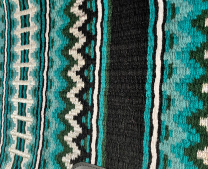 Show pad western laine mérinos vert forêt argenté noir pour concours