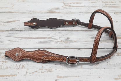 Bride de show western double ear SNAKE en cuir souple
