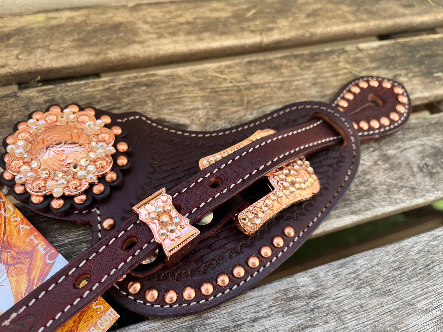 Lanières d’éperons femme en cuir avec boucles rose gold pour bottes western
 zoom sur les lanieres