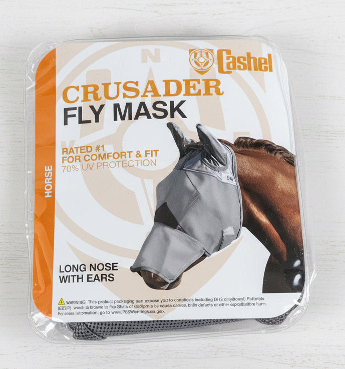 Masque anti-mouches Cashel Crusader avec protection des oreilles et du nez, anti-UV pour cheval
