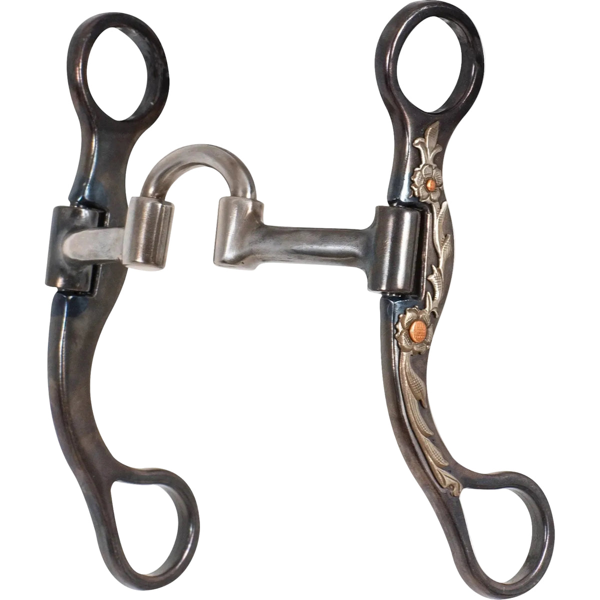 Mors Western Classic Equine Floral Scroll avec embouchure Correctional courte et incrustations en cuivre