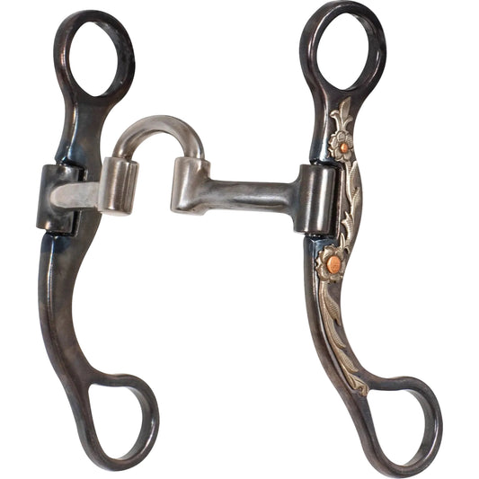 Mors Western Classic Equine Floral Scroll avec embouchure Correctional courte et incrustations en cuivre